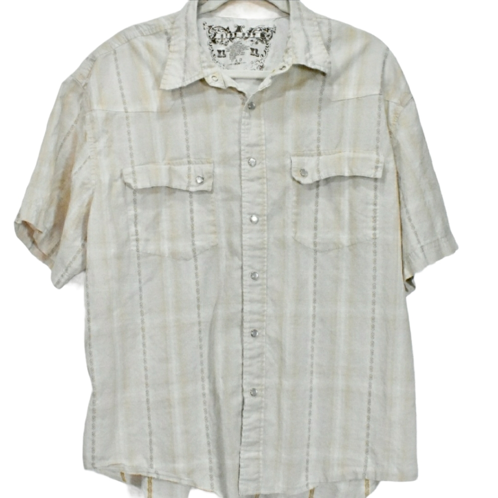 Men's Sideout Casual Button Front Retro Western Rockabilly Shirt XL